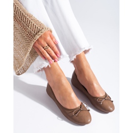 Bailarinas castanhas de mulher com laço Shelovet castanho 1