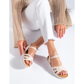 Sandálias de mulher de cunha baixa Shelovet bege 1