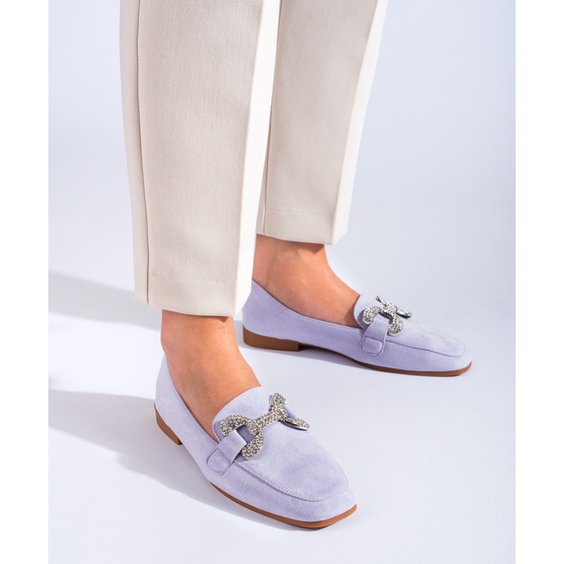 Mocassim roxo de camurça Shelovet com fivela 1