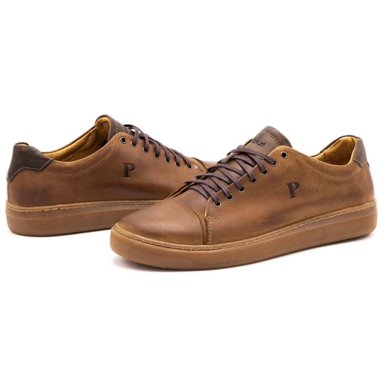 Polbut Sapatos de couro masculino 2109 camelo castanho 3