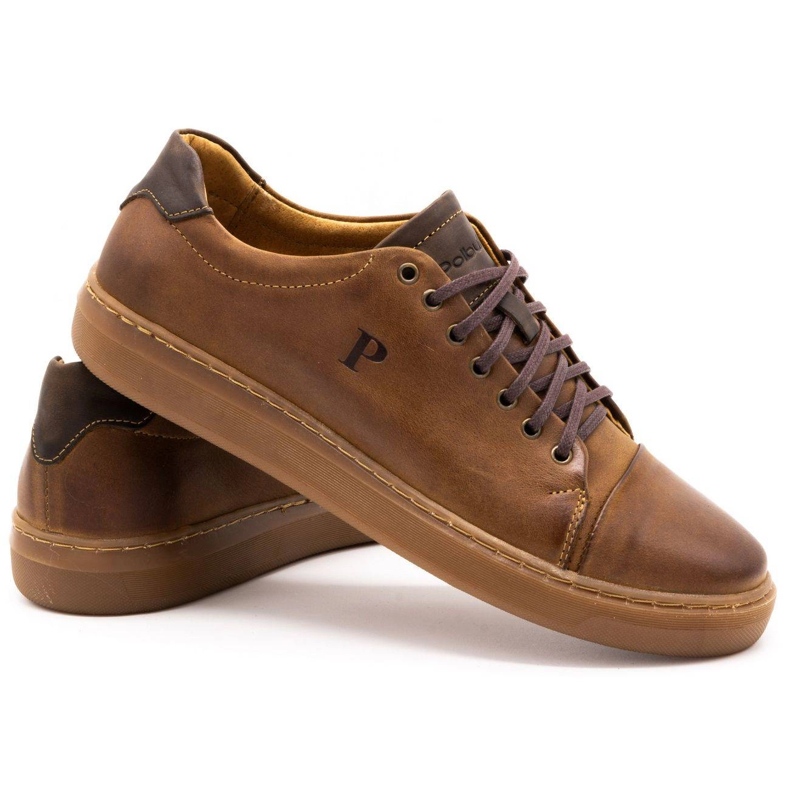 Polbut Sapatos de couro masculino 2109 camelo castanho 2