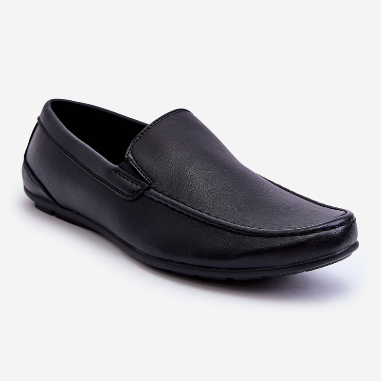 Mocassins masculinos de couro preto Theo 1