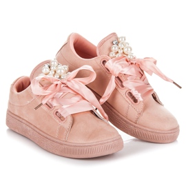 Tênis esportivo com pérolas rosa 2 Tênis esportivo com pérolas rosa 2