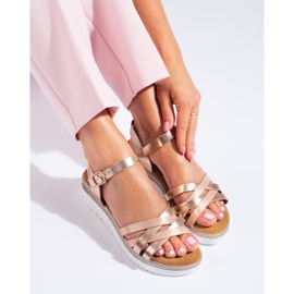 Sandálias de cunha Shelovet douradas de mulher dourado 1