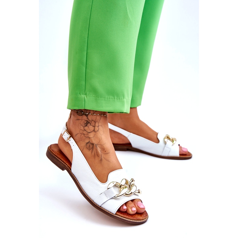 Lewski Shoes Sandálias femininas de couro Leewski sapatos 3230 ervilhas brancas branco 2