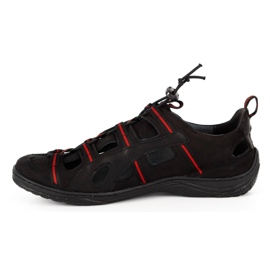 Kampol Sapatos de homem de couro vazado 26KAM preto 1