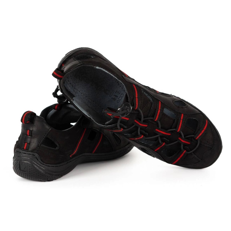 Kampol Sapatos de homem de couro vazado 26KAM preto 2