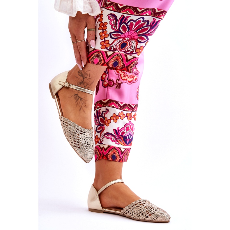 Sandálias rasas femininas elegantes, douradas dourado 5