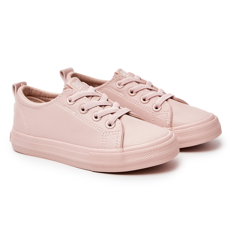 Tênis de couro eco para crianças Big Star JJ374022 Nude rosa 5
