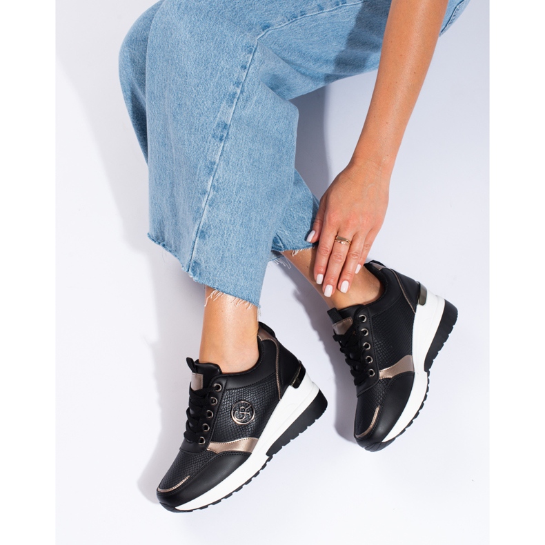 Ténis de cunha de mulher Shelovet pretos 1