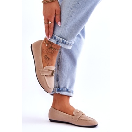 Mocassins Slip-on Clássicos com Decoração, Bege Claro 3
