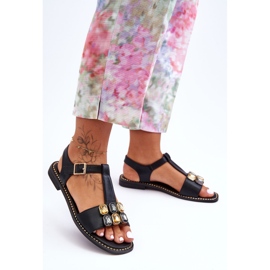 Sandália Feminina S.Barski Com Pedras KV-2775-30 Preto 2