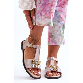 Sandália Feminina S.Barski Com Pedras KV-2775-30 Bege 1