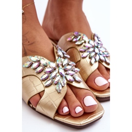 Chinelos Com Pedras Decorativas S.Barski 617-22 Dourado 2