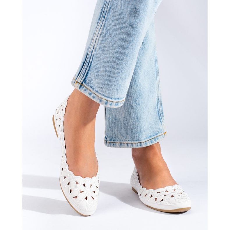 Bailarinas Shelovet brancas de mulher Openwork branco 1