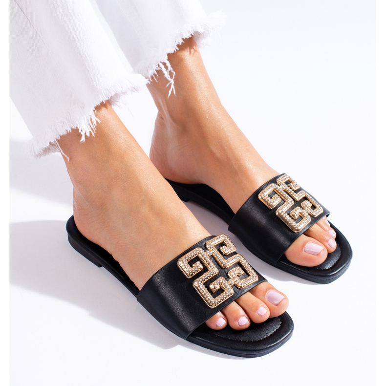 Chinelos femininos elegantes Shelovet pretos 1