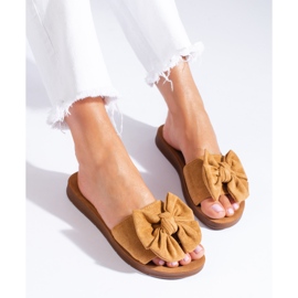 Sandálias castanhas de mulher com laço Shelovet castanho 2