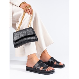 Chinelos de mulheres negras em uma plataforma Shelovet grossa preto 1