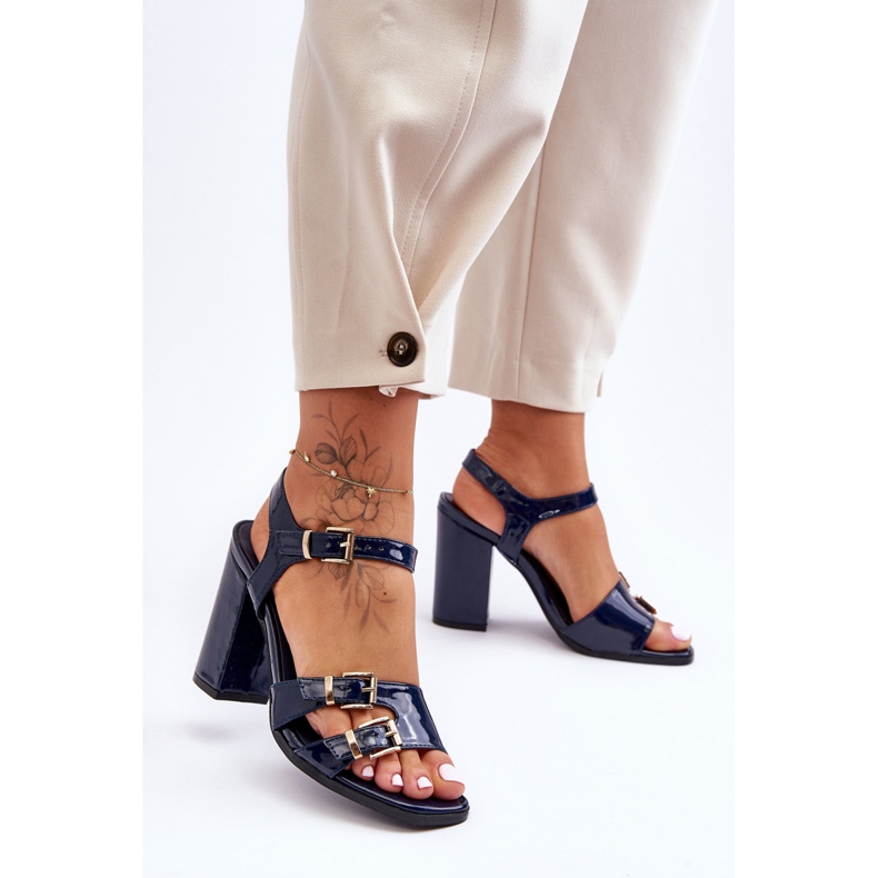 S. BARSKI Sandália lacada S.Barski 80-3 salto alto azul marinho 2