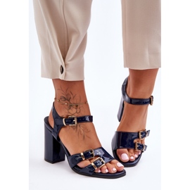 S. BARSKI Sandália lacada S.Barski 80-3 salto alto azul marinho 1