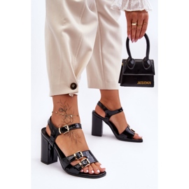 S. BARSKI Sandália preta lacada S.Barski 80-3 salto alto preto 1