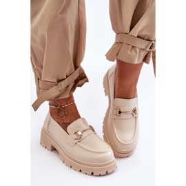 PS1 Mocassim feminino clássico com plataforma bege Miracle 2