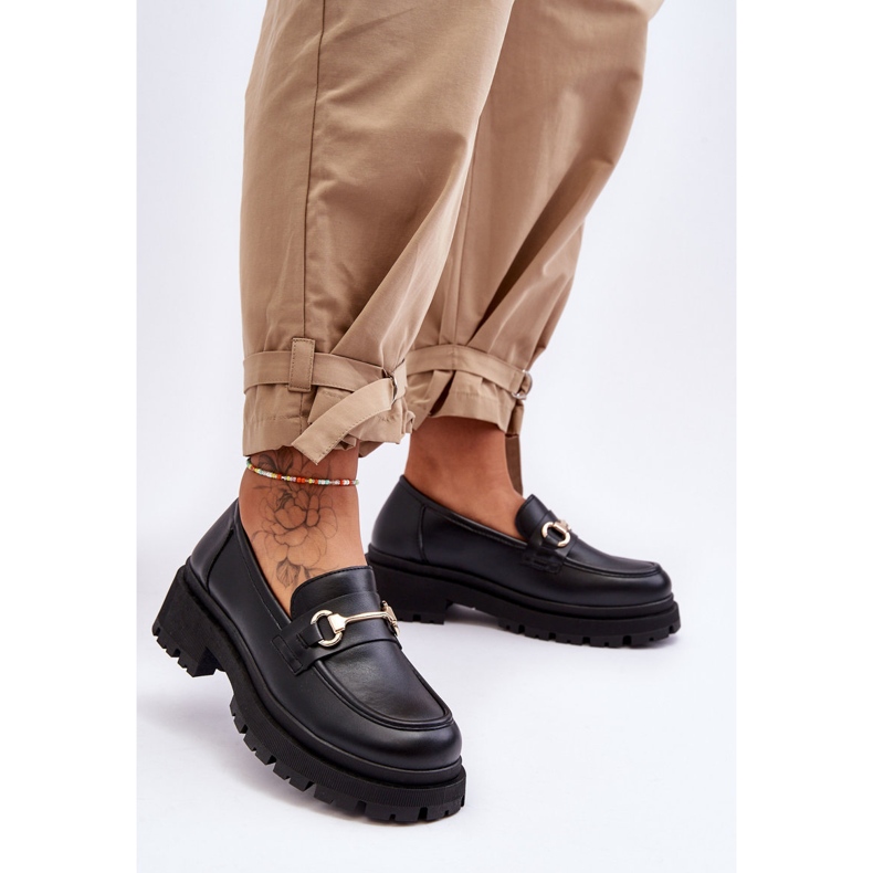 PS1 Mocassim feminino clássico plataforma preto Miracle 1