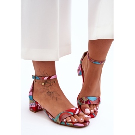 Sandálias de Salto Alto de Cetim Estampadas Rosa Mix Inspire Me! multicolorido 2