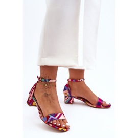 FS1 Sandálias de Salto Alto de Cetim Estampadas Red Mix Inspire Me! multicolorido 2