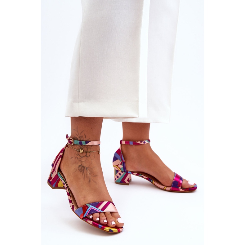FS1 Sandálias de Salto Alto de Cetim Estampadas Red Mix Inspire Me! multicolorido 2