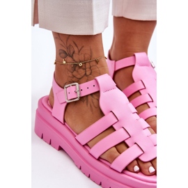 FS1 Sandália rasa de couro com tiras diosa rosa 2 FS1 Sandália rasa de couro com tiras diosa rosa 2