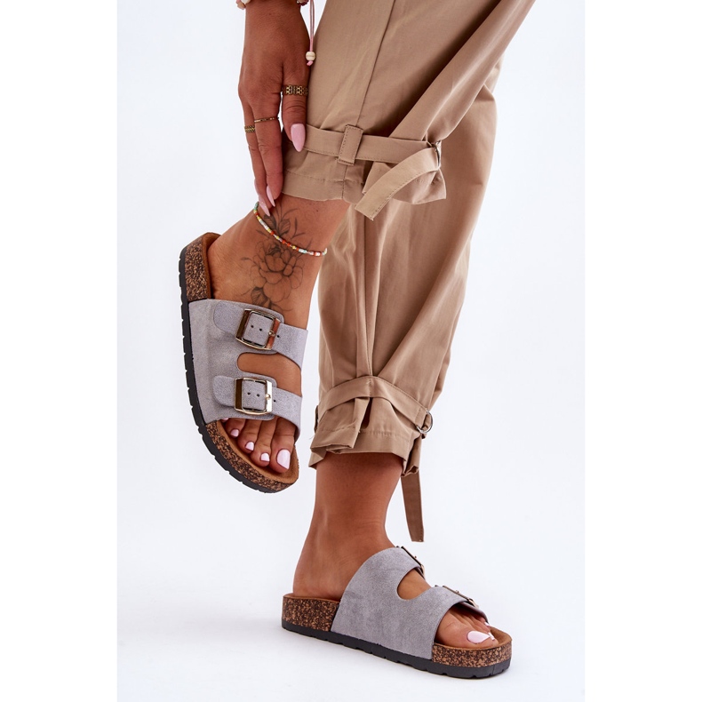 Sandália feminina sem cadarço cinza Cortina 2