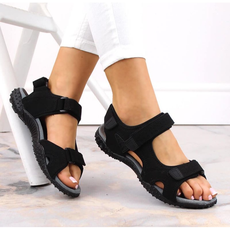 Sandália esportiva American Club W AM929A preta com velcro preto 2