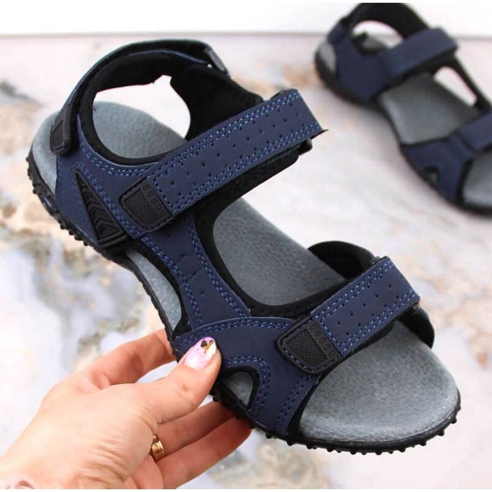 Sandália esportiva American Club W AM929B azul marinho com velcro 1