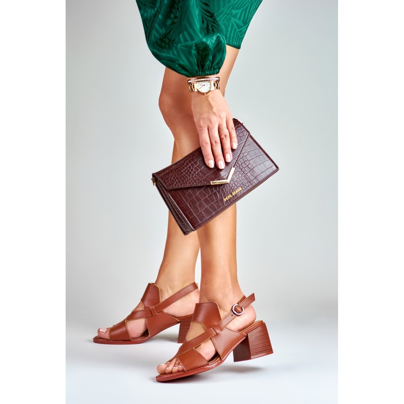 La.Fi Sandálias de salto alto em couro marrom 2