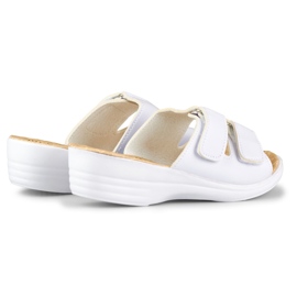Chinelos de mulher confortáveis ​​com velcro branco 1