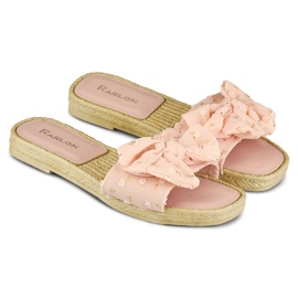 Chinelos rosa de mulher com laço 1