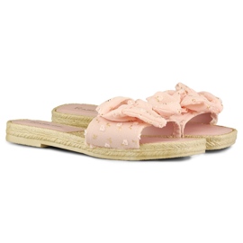 Chinelos rosa de mulher com laço 2
