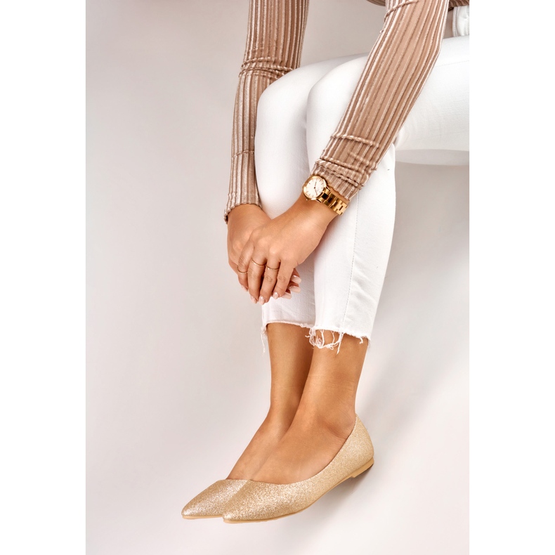 Bailarinas douradas brilhantes femininas dourado 2