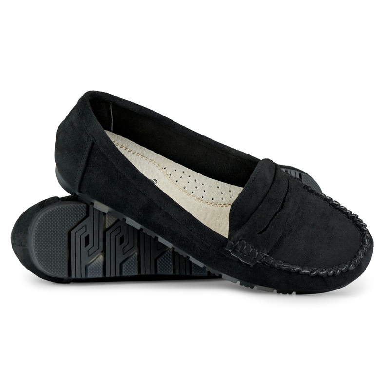 Mocassins femininos confortáveis preto 1