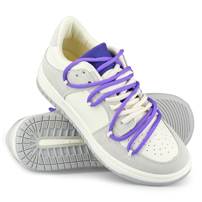 Tênis feminino com cadarço roxo branco 1