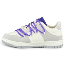Tênis feminino com cadarço roxo branco 2