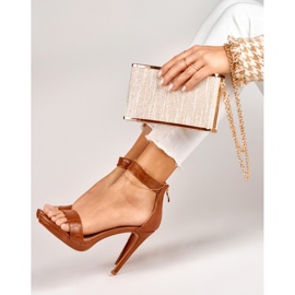 Sandálias femininas de salto alto caramelo castanho 2