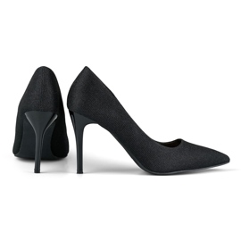 Elegante salto alto preto com brilho leve 2