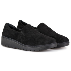 Sapatos de camurça pretos femininos confortáveis 1