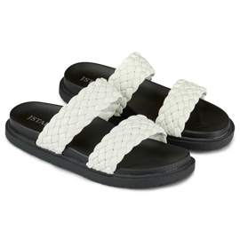 Chinelos de tecido preto e branco para mulher 1