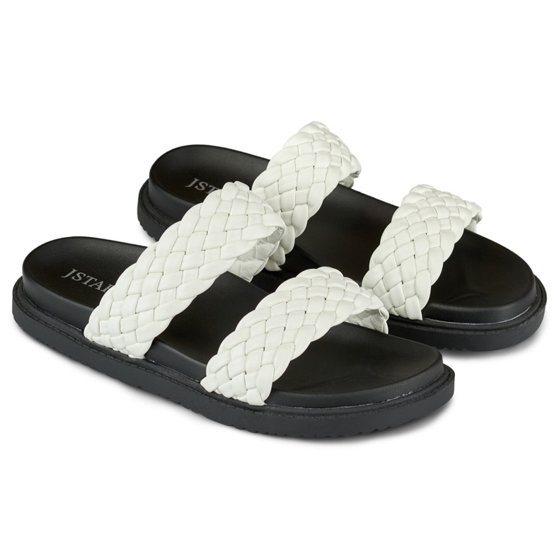 Chinelos de tecido preto e branco para mulher 1