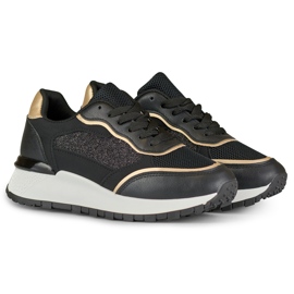 Sapatilhas pretas brilhantes de mulher preto 2