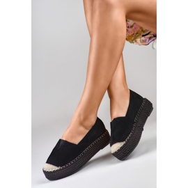 Espadrille plataforma camurça preta preto 2