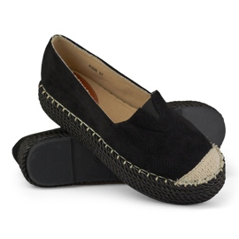 Espadrille plataforma camurça preta preto 1